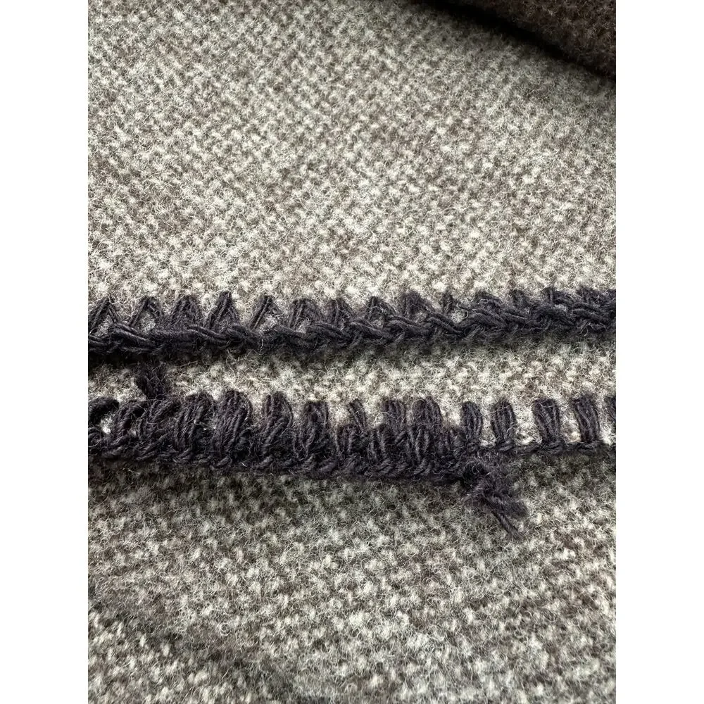 Vintage Ralph Lauren King 100% Lambswool Blanket 108x90 USA Brown Slight Irreg